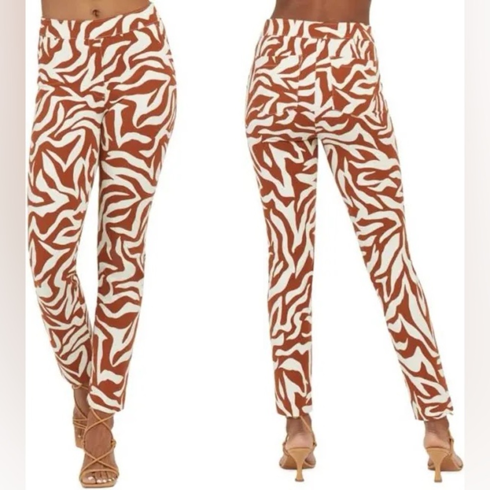 SPANX 20366T ON THE GO SLIM ANKLE PANTS ZEBRA CLAY LARGE TALL NWOT